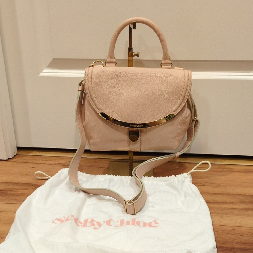 See By Chloe EUC Lizzie  Ballet Pink Full Inclusion Dustbag Card Satchel Shouler